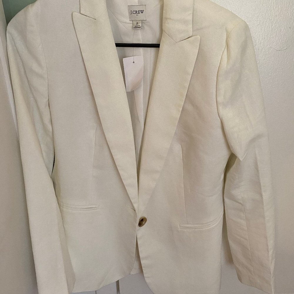 New With Tags J.Crew White Linen Blazer Size 2